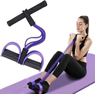 Portable 4-Tube Pull Reducer for Full Body Workout, Pedal Puller Resistance Band & Tummy Trimmer for Belly Fat Reduction, Yoga Stretching, Crossfit Exercise, Home Gym Equipment for Men & Women