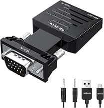 VGA to HDMI Adapter Converter with Audio,(PC VGA Source Output to TV/Monitor with HDMI Connector), Active Male VGA in Female HDMI 1080p Video Dongle Adapter for Computer. Black. (Pack of 1)