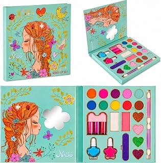 PLUSPOINT Kids Makeup Kit for Girl, Washable Makeup Set for Girls, Makeup Set for Kids, Girl Toys Children Play Makeup Kit with Folding Case Birthday Gifts for Girls Age 4 5 6 7 8 Year Old