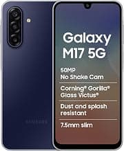 Samsung Galaxy M17 5G Mobile (Sapphire Black, 6GB RAM, 128GB Storage) | 50MP OIS Triple Camera | Super AMOLED Display | Gorilla Glass Victus | 6 Gen OS Upgrades | Knox Security | AI