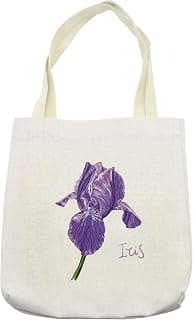Iris Flower Reusable Cloth Linen Tote Bag Floral Composition Print | Reusable cloth linen tote bag featuring the Iris Flower Floral Composition Print design for practical everyday carrying
