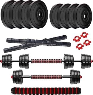 SIMRAN SPORTS Dumbbell Set, Home Gym PVC Dumbbell Weight Plates Set + 3-in-1 Extension-Convertor Rod + 1 Pair Dumbbell Rods | Home Gym Equipments For Men & Women (Black- 8Kg Combo)