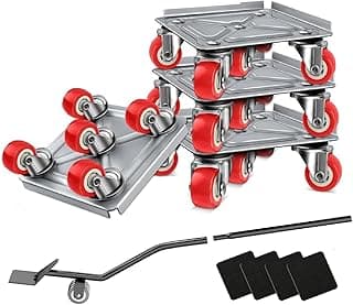 4 Pcs Heavy Mover Furniture Dolly Set 5 Wheels Heavy Duty, with Silent Rubber Wheels, 360° Rotation with Brake, 700KG Load Capacity, Furniture Lifter for Easy Moving Large Furniture.