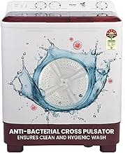 Haier 7 Kg 5 Star Semi Automatic Top Load Washing Machine with Anti Bacterial Cross Pulsator and Spray Function (HTW70-1187BTN, Anti Rat Mesh, Magic Filter, Castors, Burgundy)