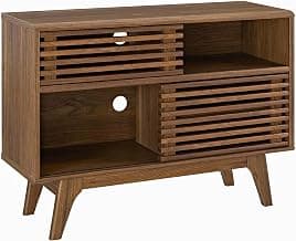 Modway Render Mid-Century Modern Two-Tier Display Stand in Walnut