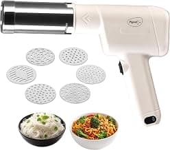 Pigeon Instamami Automatic Noodle Maker with 6 Moulds | Cordless Type-C Idiyappam & Pasta Maker | Portable Handheld Noodle Press | Cream