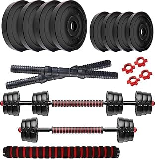 Amazon Brand - Symactive PVC 3-in-1 Convertible Dumbbells Set