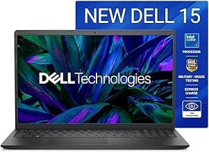 Dell 15 (Previously Inspiron) Laptop, 14th Gen Intel Core i3/Core 3 100U Processor, 8GB DDR4, 512 SSD, 15.6" FHD 120Hz IPS 250 nit Display, Win 11 + Office H&S 2024, Carbon Black, Thin & Light 1.63Kg
