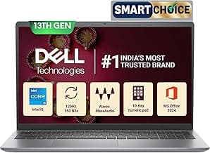Dell 15 Smart Choice (Previously Inspiron), 13th Gen Intel Core i5-1334U (16GB RAM, 1TB SSD) FHD, 15.6"/39.62cm, Windows 11 MSO'24, Silver, 1.62kg, 12 Month McAfee, Backlit KB, Thin & Light Laptop