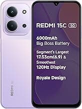 REDMI 15C 5G Dusk Purple 6GB + 128GB | Royale Design | Massive 6000mAh Battery | Segment's Largest 17.53cm Display Up to 120Hz | MediaTek Dimensity 6300 | 33W Fast Charging | 50MP AI Dual Camera
