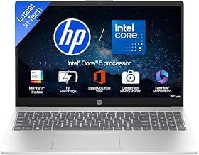 HP 15, Intel Core 5 120U (14th Gen) 8GB DDR4, 512GB SSD, FHD, Anti-Glare, Micro-Edge, 15.6''/39.6cm, Win11, M365(1yr)* Offic24, Silver,1.65kg, fd1444TU/fd1654tu, FHD Camera w/Shutter, Backlit Laptop