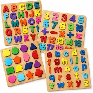 Chocozone Wooden Learning Educational Game Board for Kids, Puzzle Toys for 2 Years Old Boys & Girls (Alphabets, Numbers & Shapes)