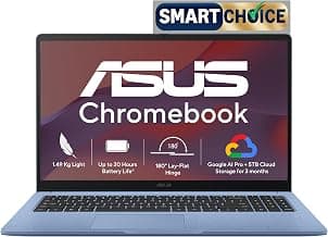 ASUS Chromebook CM1505 (2026), Smartchoice, MediaTek Kompanio 540 Processor, 4GB RAM, 64GB SSD, FHD, 15.6"(39.6 cm), 60Hz, Chrome OS, Fabric Blue, 1.49 Kg, CM1505CM4A-S70080, Thin & Light Laptop