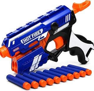 Storio Blaze Storm Hot Fire Soft Bullet Gun Toy With 10 Safe Soft Foam Bullets, Fun Target Shooting Battle Fight Game For Kids Boys (Blaze Storm- Hot Fire),Multicolor