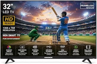 UNICRON 32 Inch LED TV Frameless | Non SMART TV | HD Ready Display | HDMI, USB Connectivity | Non-Smart Television for Home | Premium Black