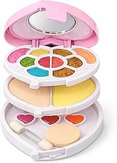 Makeup Kit Heart Shape Mini All in One Compact Palette for Girls & Women with 9 Shimmery Eye Shadow, 2 Face Powders, 3 Lip Colors, Mirror, Puff & Dual Tip Applicator