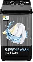 VW 8.5 kg semiautomatic Top Load Washer Only with Powerful Wash, V8 Supreme Wash, Black/Grey