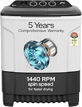 Godrej 7 Kg 5 Star, Active Soak Technology, 370 W PowerMax Wash For Heavy Laundry Wash, Toughened Glass Lid, Semi Automatic Top Load Washing Machine (WS EDGE CLS 70 5.0 PN2 GPGR, Graphite Grey)