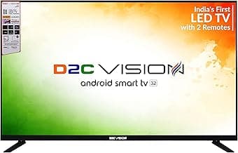 80 cm (32 inches) Bezel - Less Android 11 with Bluetooth & Voice Assistant | HD Ready Smart LED TV | with 2 Remotes | D2CVELASLTBLK32 (Black)