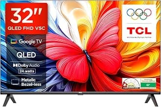 TCL 80 cms (32 inches) Smartchoice Full HD Smart QLED Google TV | Dolby Audio 24 watts | Ai Clarity | Metallic Bezel-Less | Multiple Viewing Mode | 32V5C
