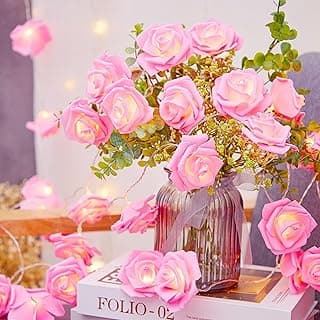One94Store Rose Flower LED String Fairy Light – 14 LED 3-Meter Night Light for Home Decor, Bedroom, Indoor & Outdoor Use, Valentine Day Gift