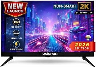 UNICRON 24 Inch HD LED TV Non Smart 20W Sound Output, Premuim Slim Design Crystal Clear Display with HDMI & USB Ports, Ideal for Home, Office & Monitor Security