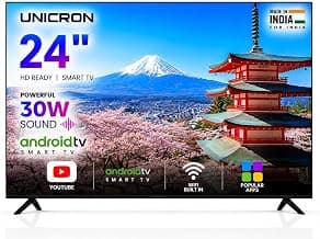 UNICRON TE 24” INCH HD Ready Android Smart LED TV, WiFi Enabled, 30W Sound Speaker, Built-in Apps Compatible (YouTube, Netflix, Prime Video), Mobile Screencast