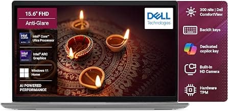 Dell 15 AI Powered Laptop, Intel® Core™ Ultra 5 225U Processor, 16GB:512GB, 15.6" (39.62cm) FHD 300nits Display, (Dell 15), Backlit Keyboard + AI Copilot Hotkey, Win 11 + MSO'24, 1.66kg Thin & Light