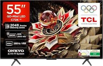 TCL 139 cm (55 inches) 4K UHD Smart QD-Mini LED Google TV 55C72K