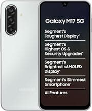 Samsung Galaxy M17 5G Mobile (Moonlight Silver, 4GB RAM, 128GB Storage) | 50MP OIS Triple Camera | Super AMOLED Display | Gorilla Glass Victus | 6 Gen OS Upgrades | Knox Security | AI