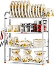 AVAIL 4-Tier Stainless Steel Kitchen Rack | Heavy Duty Dish Organizer | Rust Proof | Multi Storage Pack of 1