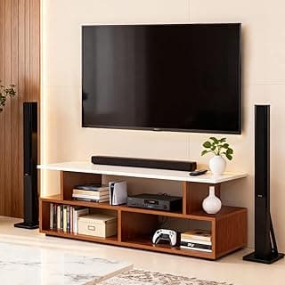 ABOUT SPACE TV Stand - Engineered Wood TV Showcase with Foot Pad Entertainment Console Shelf Storage for Set Top Box, Decor, Books for Living Room TV Unit - Oak Red(L 101 x B 40.5 x H 41 cm)