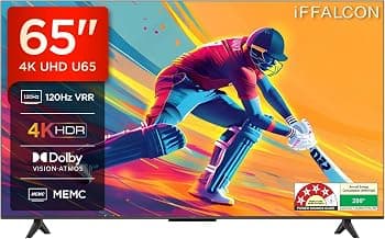 iFFALCON 164 cm (65 Inches) 4K UHD Smart LED Google TV | 120Hz VRR | Dolby Vision & Atmos | Game Master | 65U65