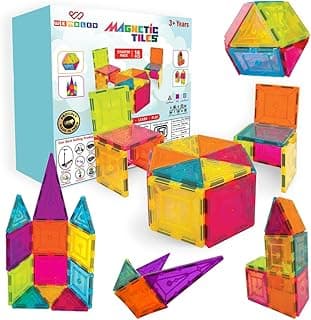 Wembley Magnetic Tiles for Kids|Magnetic Building Blocks for Kids 3 4 5 6 7 8 Yrs|Constructing&Creative Learning Educational Brain Toys|STEM Learning Kit Magnetic Toys (16 Pcs),Multicolor