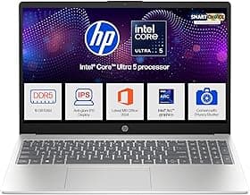 HP 15 Smartchoice, Intel Core Ultra 5 125H, 12 Tops (16GB DDR5, 512GB SSD) FHD, IPS, 15.6''/39.6cm, Win11, M365(1yr)* Office24, Silver, 1.65kg, fd1254TU, FHD Camera w/Shutter, AI Powered Laptop