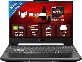 ASUS TUF A15, AMD Ryzen 7 170, RTX 3050-4GB, 16GB RAM (Upgradeable), 512GB SSD, FHD, 15.6"(39.6 cm),Windows 11 Home,Graphite Black, 2.3 Kg, FA506NCQ-HN006W, Gaming Laptop