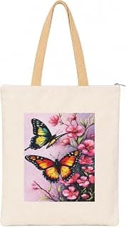 Canvas Tote Bag 14 x 18 Inch, 300 GSM Natural Cotton Canvas Shopping Bag with Long Handle, Reusable Printed Tote Bag for Women, Shopping, Travel & Everyday Use