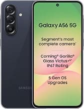 Samsung Galaxy A56 5G Mobile (Awesome Midnight Blue, 8GB, 128GB) | Segment Most Complete Triple Camera | 50MP | AI Editing | 4nm Processor | sAMOLED | 5000mAh | Gorilla Glass Victus+| Knox Security