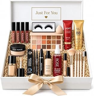Complete Makeup Kit for Women & Girls | Eyeshadow Palette, Lipstick, Face Powder, Foundation, Primer, Concealer, Mascara, Eyeliner, BB Cream, Makeup Fixer & Beauty Sponge Gift Set