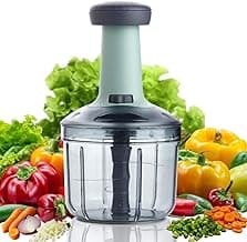 Xmart India Chopper for Kitchen Use, 900ml Push Chopper with 5 Blades, Vegetable Cutter Kitchen Accessories Items for Home Cutting Vegetables, Onion, Ginger, Garlic, Salad, Tomato, Potato (Pista)