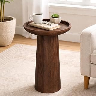 Natural Mango L x 13" B x13 H x19 Wood Round Accent Table-Compact Home Furniture for Living Room/Bed Room Sofa Side Bookcase & Elegant Your Living Space Decor EntrywayTable (Natural) (Walnut)