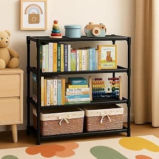 YouCopia Book Self – 4 Layer Portable Book Shelf, Kids Books Racks for Home Plastic, Bookshelf for Home, Book Shelves, Book Stand, Book Organizer, Book Rack for Study Room