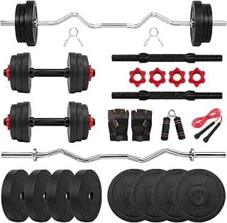 BULLAR Home Gym Set, Home Gym Combo With Curl Rod and Pair of Dumbbell Rods Gym Equipment for Men and Exercise Accessories for Fitness (10Kg Combo)