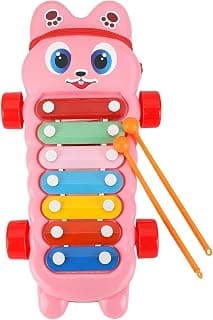 Mommers Xylophone Musical Educational Toy for Kid (1-3Year Old) I Toddlers Babies Kids Girls, Boys I 2-in-1 Piano Combined I Safe for Kids Drum Sticks for Fast and Fun Learning for Kid (Pink)