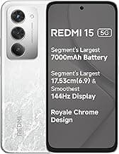 REDMI 15 5G Frosted White 8GB + 256GB | Segment's Largest 7000mAhA Battery | Segment's Largest Display 17.53cm(6.9) Up to 144Hz | Snapdragon 6s Gen 3 | 18W Reverse Charging | 50MP AI Dual Camera