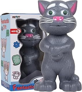 Gooyo GY-838-17/27 Virtual Animal Talking Tom Cat Toy for Kids | Best Musical Toy with More Features | Best Gift for Kids with Songs and Stories | Black | 3xAA Battery (Not Included)