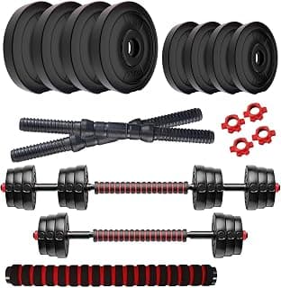 Amazon Brand - Symactive PVC 3-in-1 Convertible Dumbbells Set