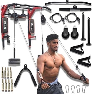 Hashtag FItness gym pulley systems 7in1 wall mount pull up bar for home tricep rope with 360 degree gym pulley Upgraded LAT Pull Down Cable Machine Attachment