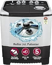 LG 7.5 kg 5 Star Wind jet dry Semi-Automatic Top Load Washing Machine (P7510RGAZ, Dark Gray, Roller Jet Pulsator)