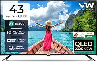 VW 108 cm (43 inches) Nano Sync Series 4K Ultra HD Smart JioTele OS QLED TV VW43JQ1 (Black)